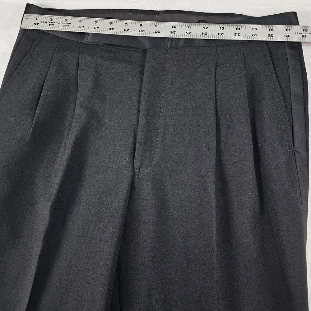 Vtg Nordstrom Tuxedo Suit Double Breasted 41R Pants 34x33 Satin Stripe USA Wool